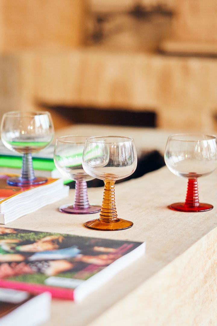 70's inspired glasses from HK Living, one of the Scandinavian interior design trends in 2023.